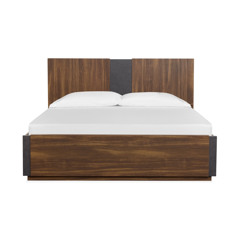 Bowery Hill Industrial King Panel Bed in Tavern Brown Finish