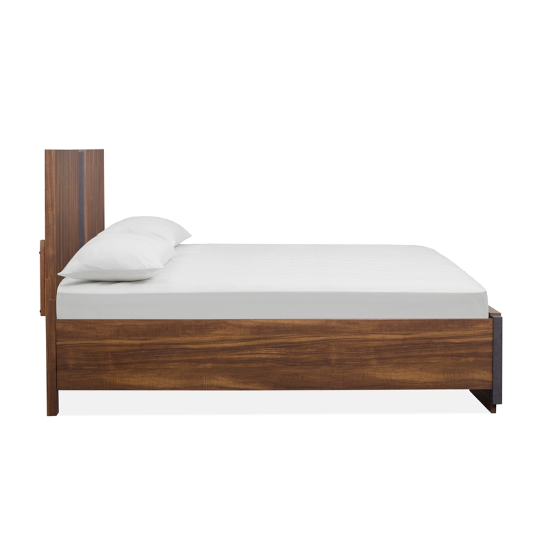 Bowery Hill Industrial King Panel Bed in Tavern Brown Finish