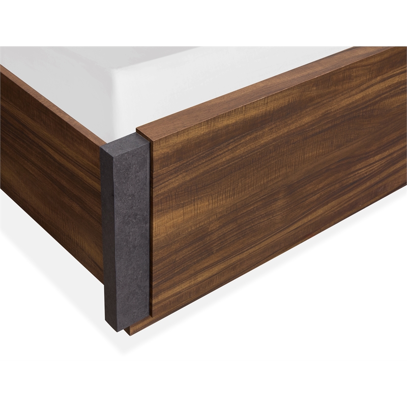 Bowery Hill Industrial King Panel Bed in Tavern Brown Finish
