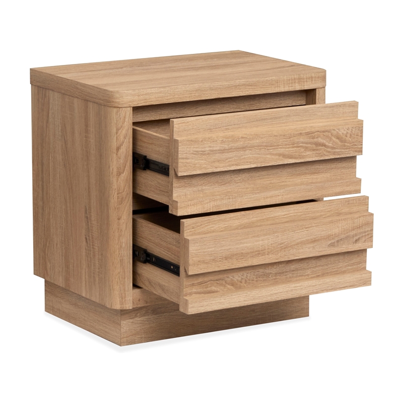 Bowery Hill Transitional 2-Drawer Nightstand in Provincial Brown