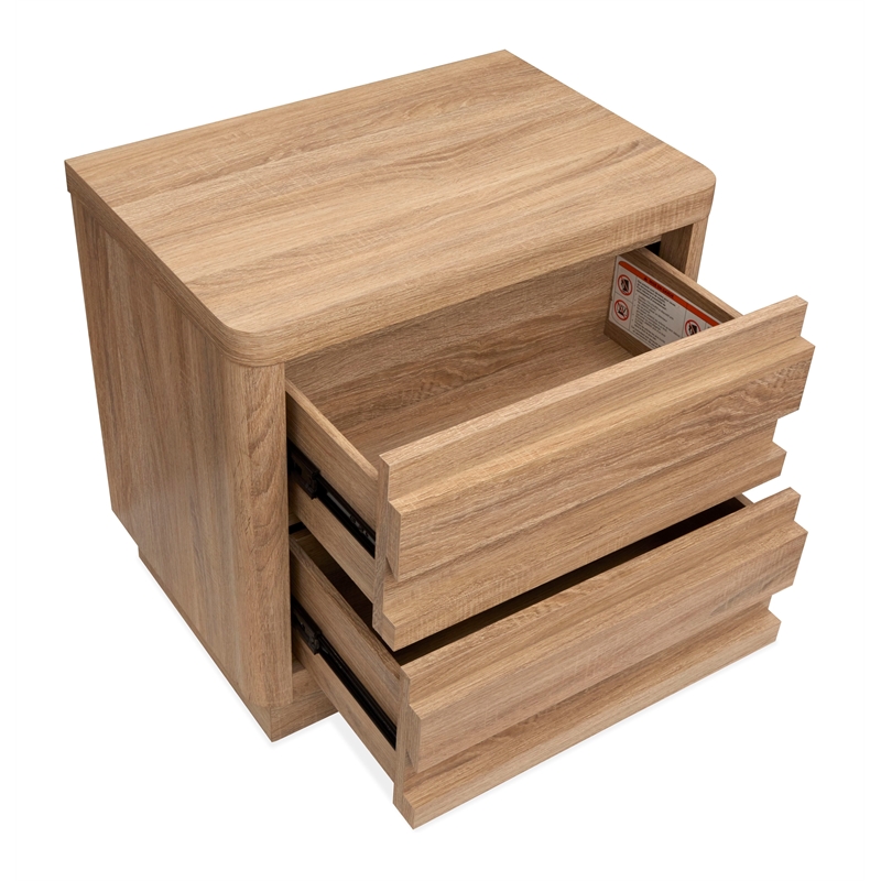 Bowery Hill Transitional 2-Drawer Nightstand in Provincial Brown
