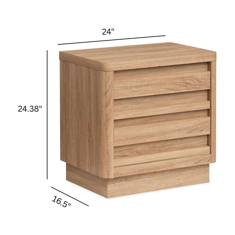 Bowery Hill Transitional 2-Drawer Nightstand in Provincial Brown