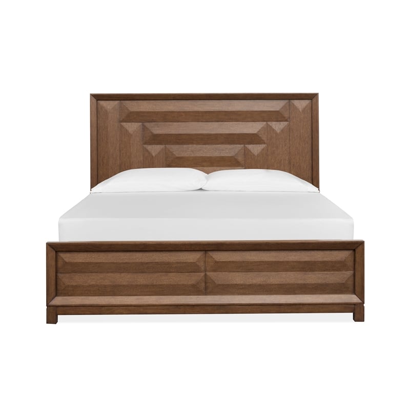 Bowery Hill Modern Rustic King Panel Bed in Bourbon Brown Finish