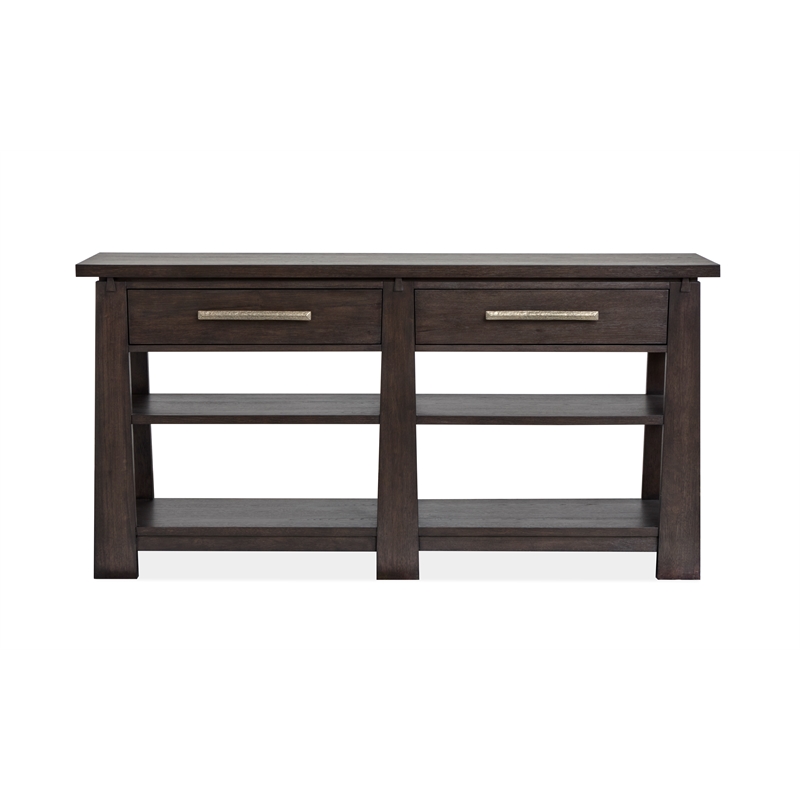 Bowery Hill Modern Mission Sideboard With Drawers and Shelves in Coffee Bean