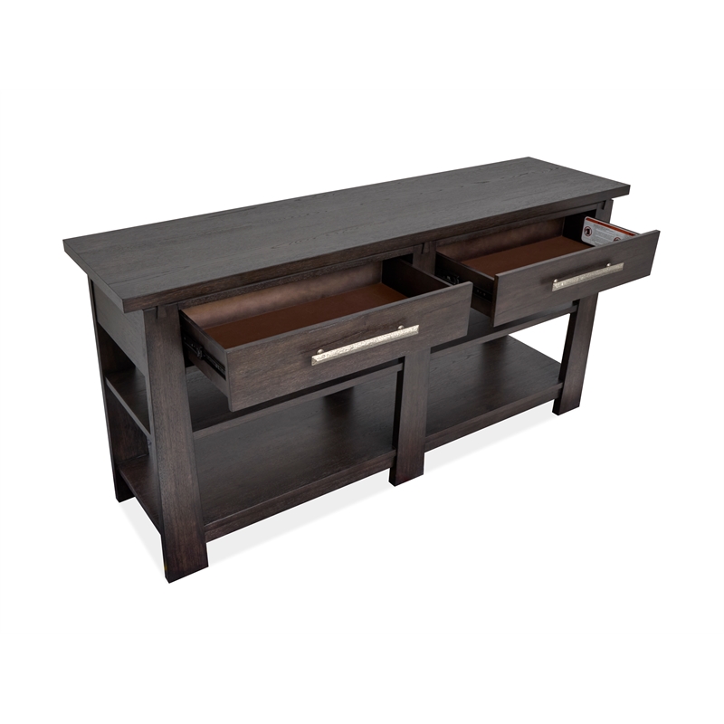 Bowery Hill Modern Mission Sideboard With Drawers and Shelves in Coffee Bean