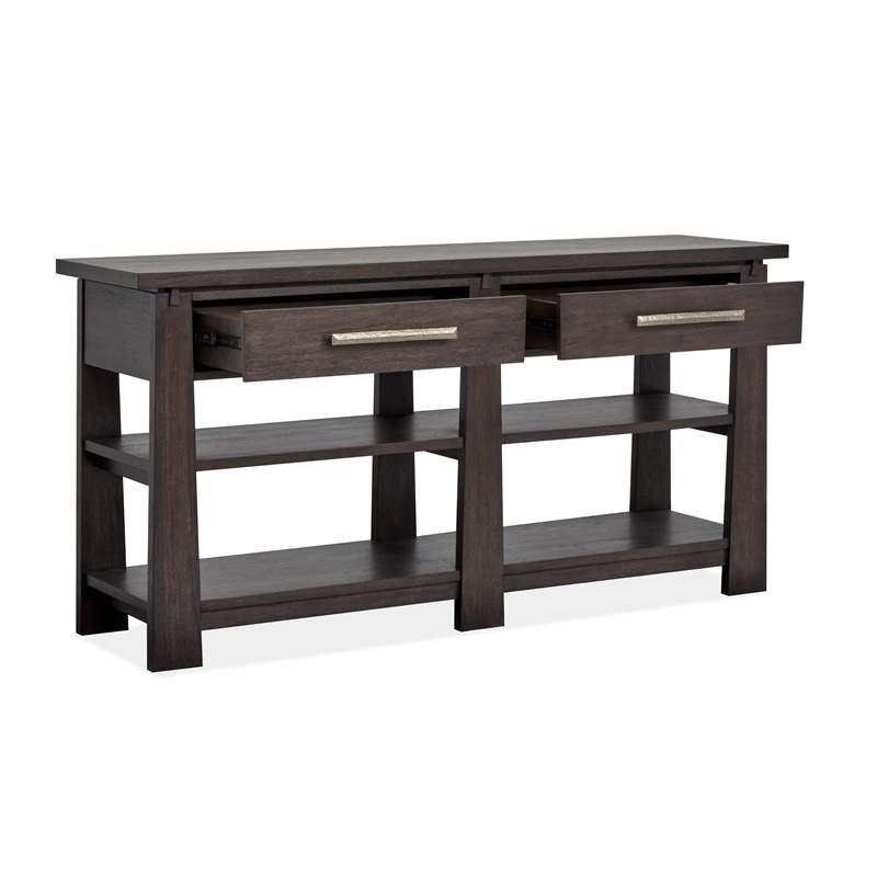 Bowery Hill Modern Mission Sideboard With Drawers and Shelves in Coffee Bean
