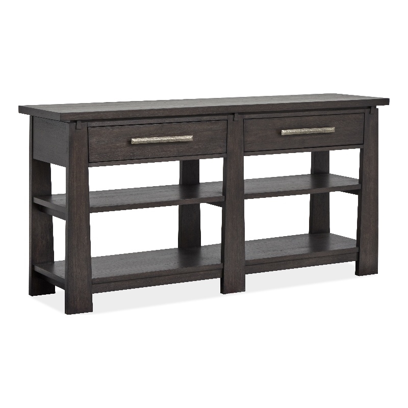 Bowery Hill Modern Mission Sideboard With Drawers and Shelves in Coffee Bean