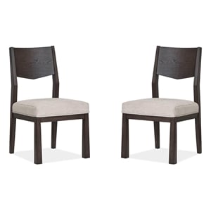 Bowery Hill Modern Mission Side Chair With Solid Back Set of 2 in Coffee Bean