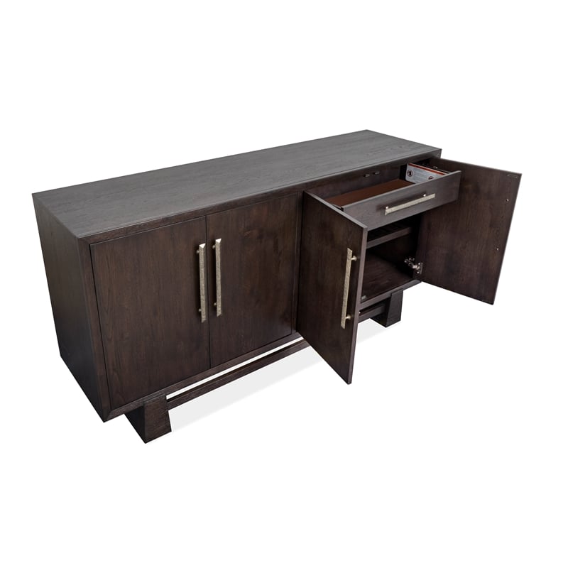 Bowery Hill Modern Mission Buffet With Wine Storage in Coffee Bean