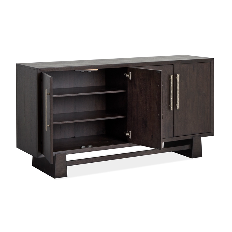 Bowery Hill Modern Mission Buffet With Wine Storage in Coffee Bean
