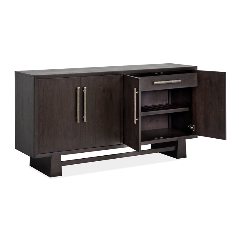 Bowery Hill Modern Mission Buffet With Wine Storage in Coffee Bean