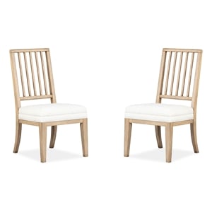 Bowery Hill Upholstered Side Chair With Slat Back Set of 2 in Honey Maple