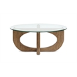 Bowery Hill Contemporary Glass Top Round Cocktail Table in Almond