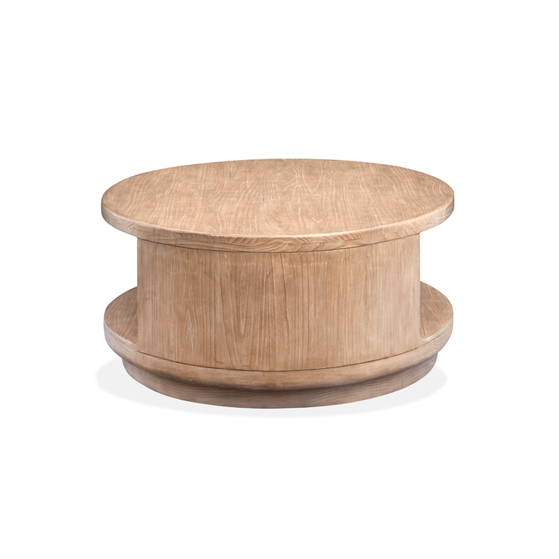 Bowery Hill Rustic Oval Cocktail Table With Casters and Shelf in Chateau Brown