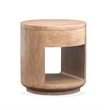 Bowery Hill Rustic Round End Table With Drawer and Shelf in Chateau Brown