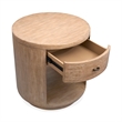 Bowery Hill Rustic Round End Table With Drawer and Shelf in Chateau Brown