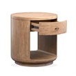 Bowery Hill Rustic Round End Table With Drawer and Shelf in Chateau Brown