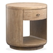 Bowery Hill Rustic Round End Table With Drawer and Shelf in Chateau Brown