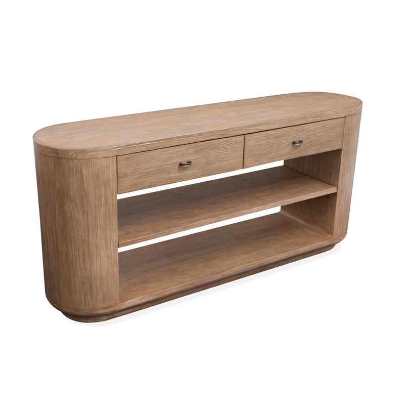 Bowery Hill Rustic Console Sofa Table With Drawers and Shelf in Chateau Brown