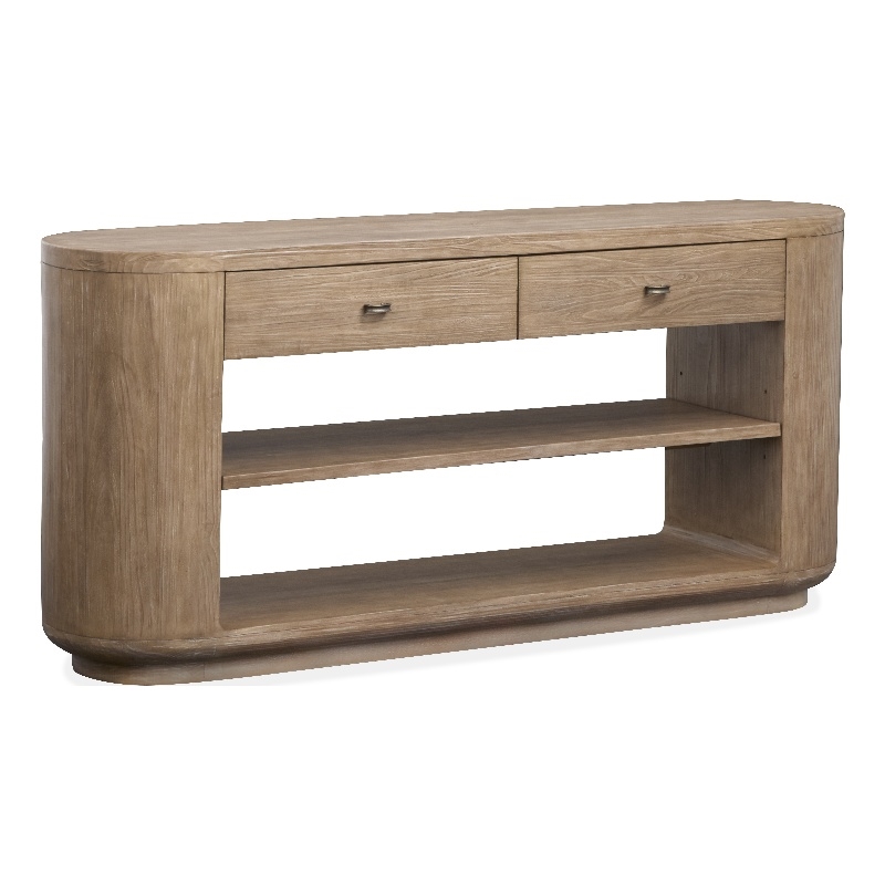 Bowery Hill Rustic Console Sofa Table With Drawers and Shelf in Chateau Brown