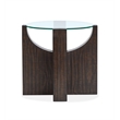 Bowery Hill Glass Insert Round Accent Table in Rustic Tavern