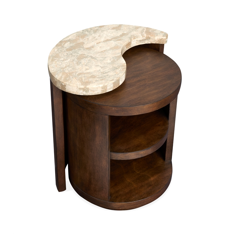 Bowery Hill Modern Stone Top Nesting End Table Set in Burnt Umber