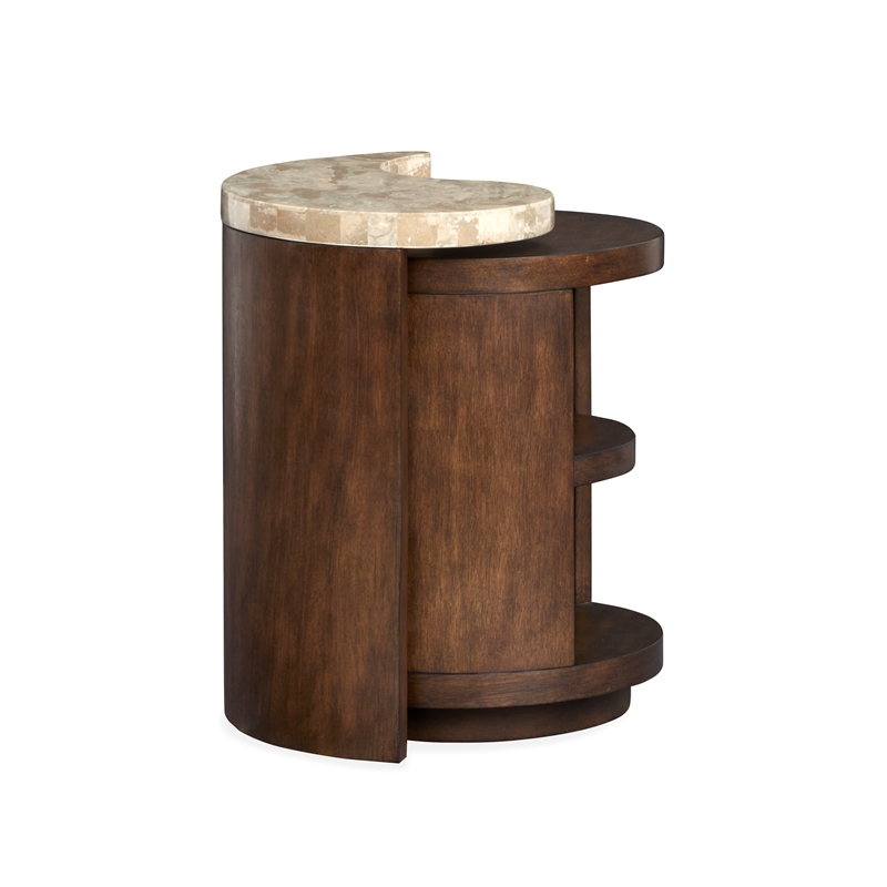 Bowery Hill Modern Stone Top Nesting End Table Set in Burnt Umber