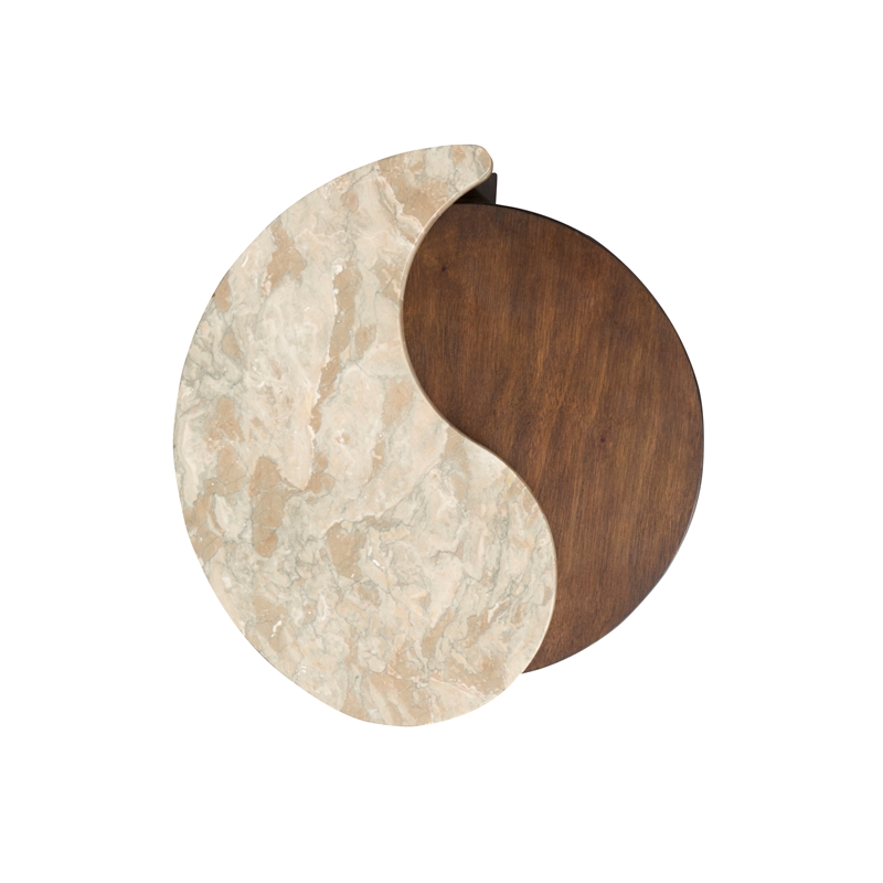 Bowery Hill Modern Stone Top Nesting End Table Set in Burnt Umber