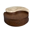 Bowery Hill Modern Stone Top Round Cocktail Table With Casters in Burnt Umber