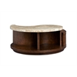 Bowery Hill Modern Stone Top Round Cocktail Table With Casters in Burnt Umber
