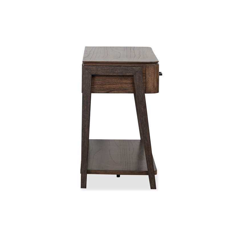 Bowery Hill Rectangular Sofa Table With Shelf in Milk Chocolate & Dark Chocolate