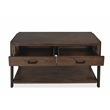 Bowery Hill Rectangular Sofa Table With Shelf in Milk Chocolate & Dark Chocolate