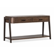 Bowery Hill Rectangular Sofa Table With Shelf in Milk Chocolate & Dark Chocolate