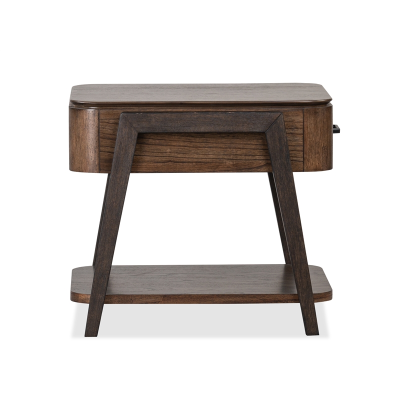 Bowery Hill Rectangular End Table With Drawer and Shelf in Dark Chocolate