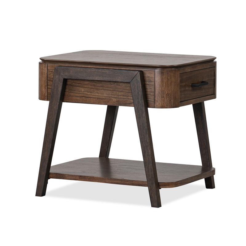 Bowery Hill Rectangular End Table With Drawer and Shelf in Dark Chocolate