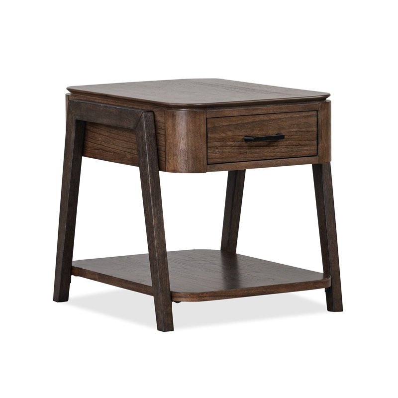 Bowery Hill Rectangular End Table With Drawer and Shelf in Dark Chocolate
