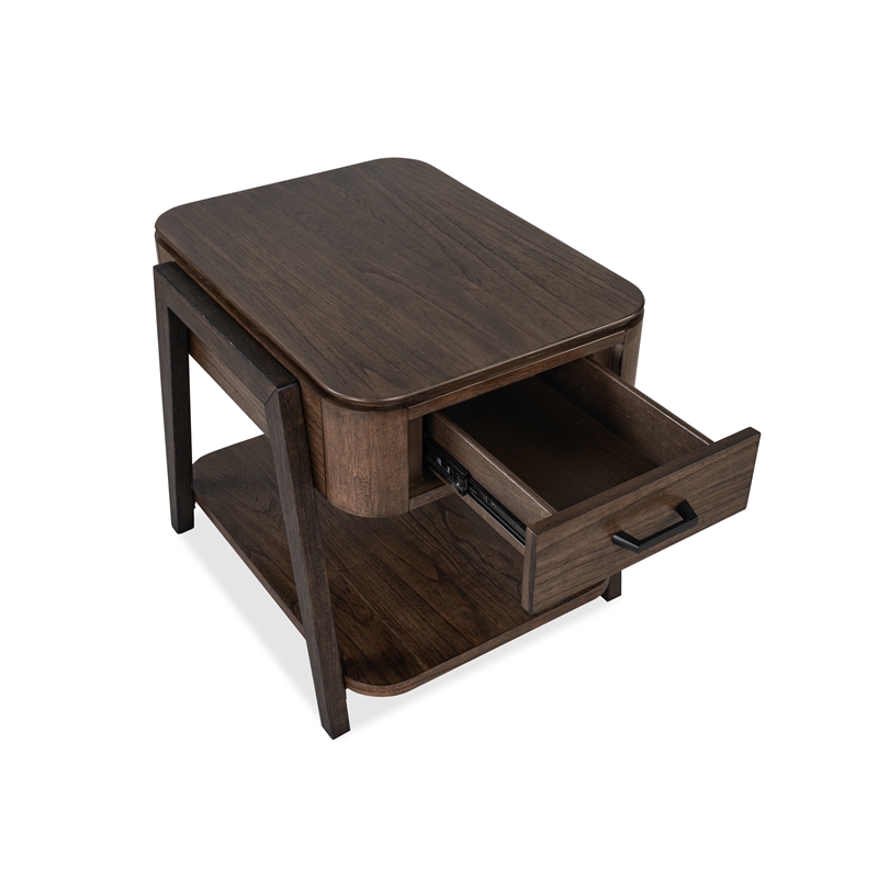 Bowery Hill Rectangular End Table With Drawer and Shelf in Dark Chocolate