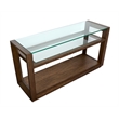 Bowery Hill Modern Glass Top Rectangular Sofa Table With Shelves in Cinnamon
