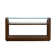 Bowery Hill Modern Glass Top Rectangular Sofa Table With Shelves in Cinnamon