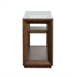 Bowery Hill Modern Glass Top Rectangular Sofa Table With Shelves in Cinnamon