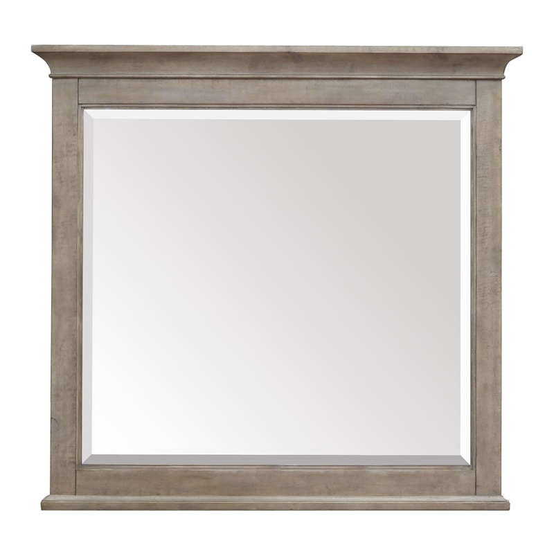 Bowery Hill Casual 7-Drawer Dresser With Landscape Mirror in Dovetail Grey