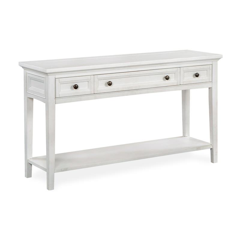 Bowery Hill Rectangular Sofa Table with 3 Drawers in Chalk White