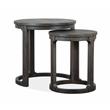 Bowery Hill Round Solid Pine Wood Nesting End Table Set in Peppercorn