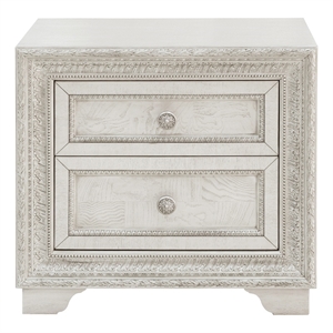 Bowery Hill 2 Drawer Wood Nightstand in White with USB Charging Port