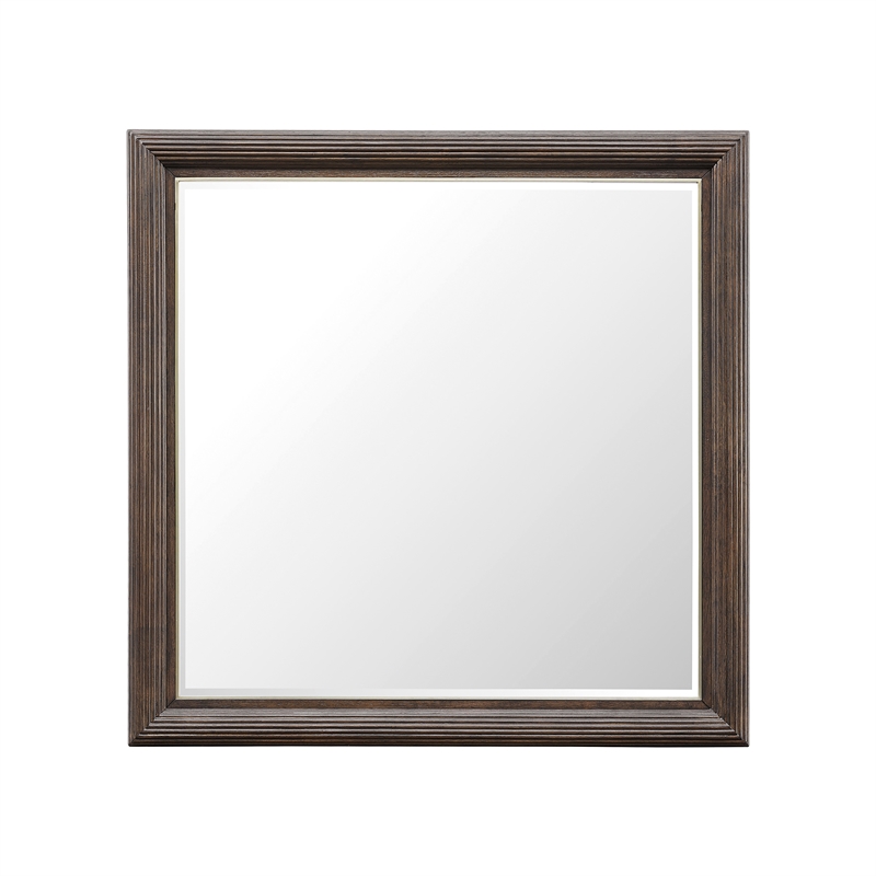 Bowery Hill Dresser Mirror in Piano Brown with Reeded Wood Frame