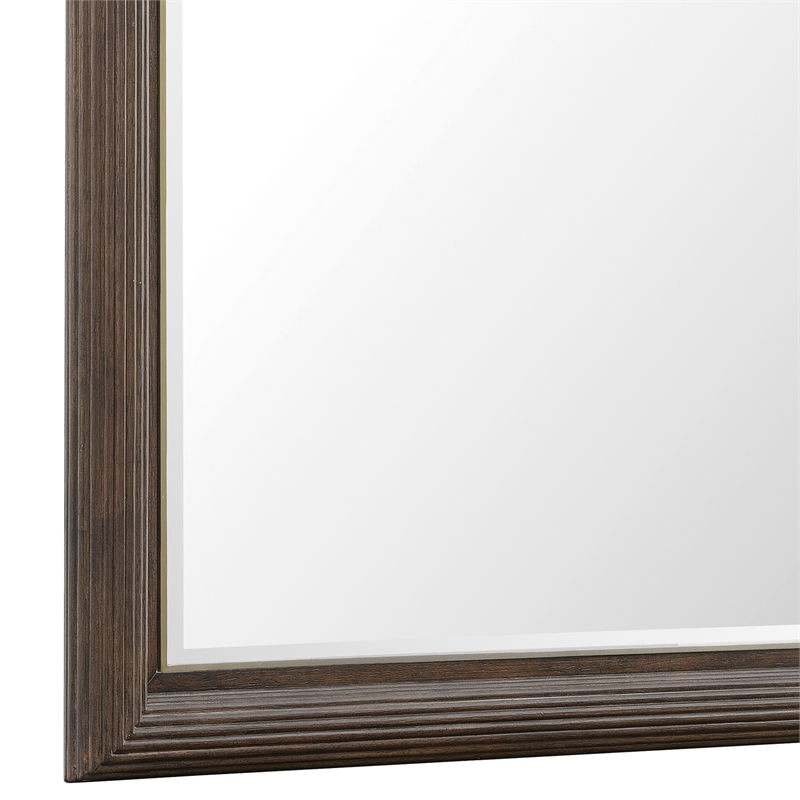 Bowery Hill Dresser Mirror in Piano Brown with Reeded Wood Frame