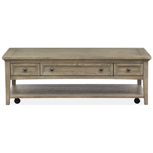 Bowery Hill Rectangular Cocktail Table with Casters in Dovetail Grey