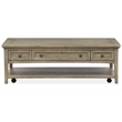Bowery Hill Rectangular Cocktail Table with Casters in Dovetail Grey