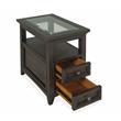 Bowery Hill Chairside End Table with Glass Top and 2 Drawers in Graphite