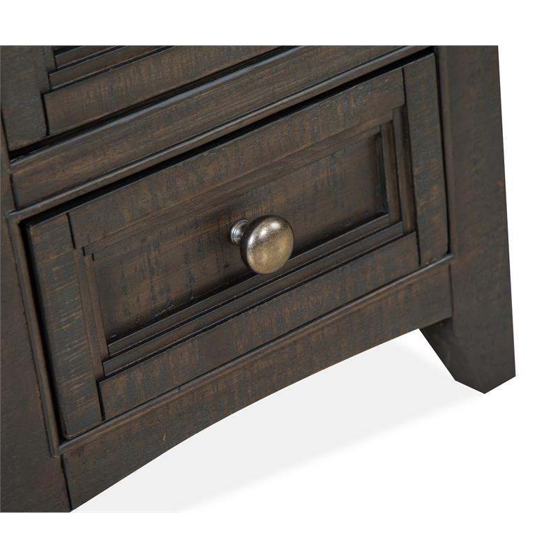 Bowery Hill Chairside End Table with Glass Top and 2 Drawers in Graphite